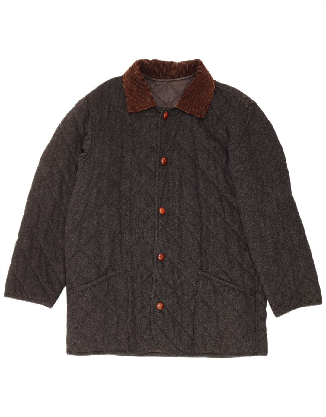 Norton & Wilson Herren-Steppmantel UK 40 Große graue Colourblock-Wolle