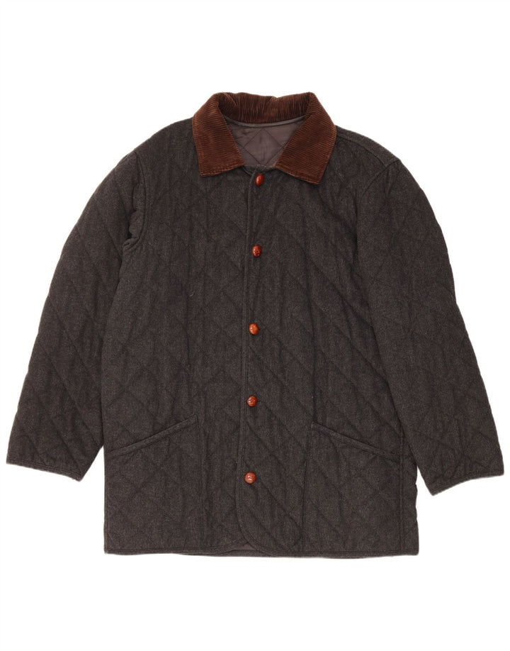 Norton & Wilson Herren-Steppmantel UK 40 Große graue Colourblock-Wolle