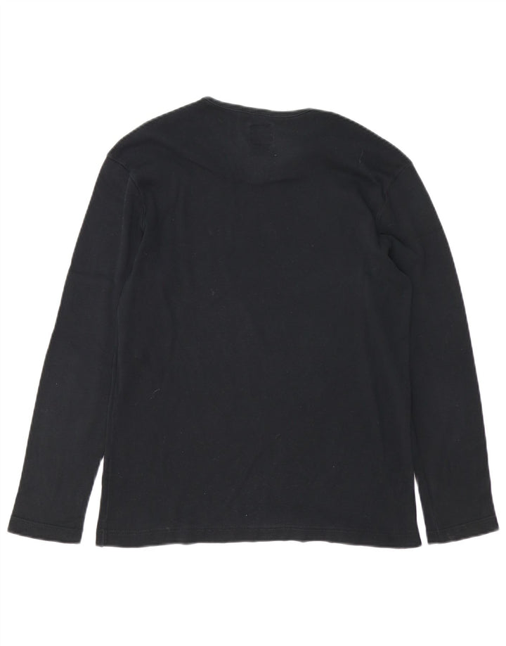 Levi's Damen Top Langarm UK 14 Mittelschwarze Baumwolle