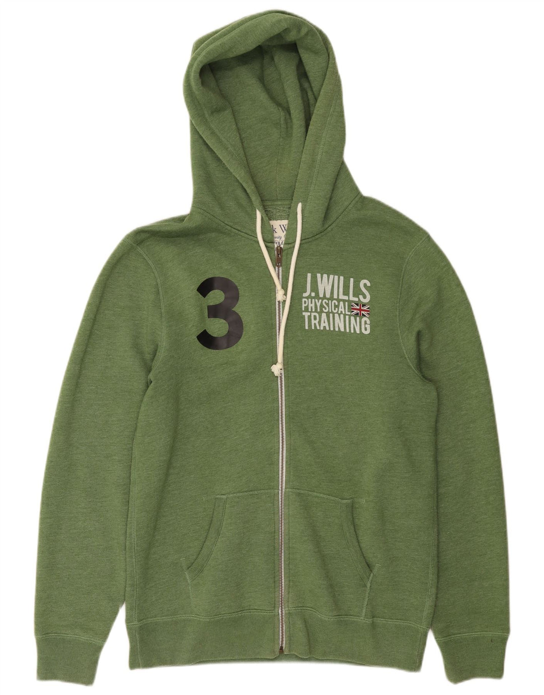 JACK WILLS Herren-Kapuzenpullover mit grafischem Reißverschluss, groß, grüne Baumwolle