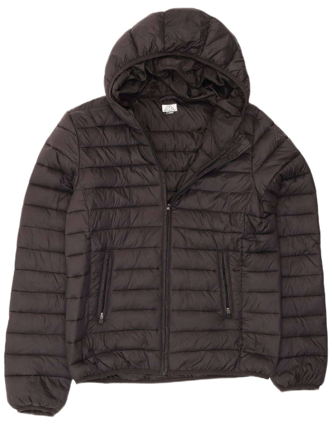 Kappa Herren-Jacke mit Kapuze, gepolstert, UK 42, XL, schwarzes Nylon
