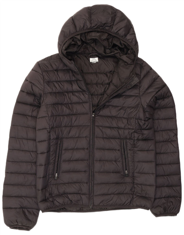 Kappa Herren-Jacke mit Kapuze, gepolstert, UK 42, XL, schwarzes Nylon