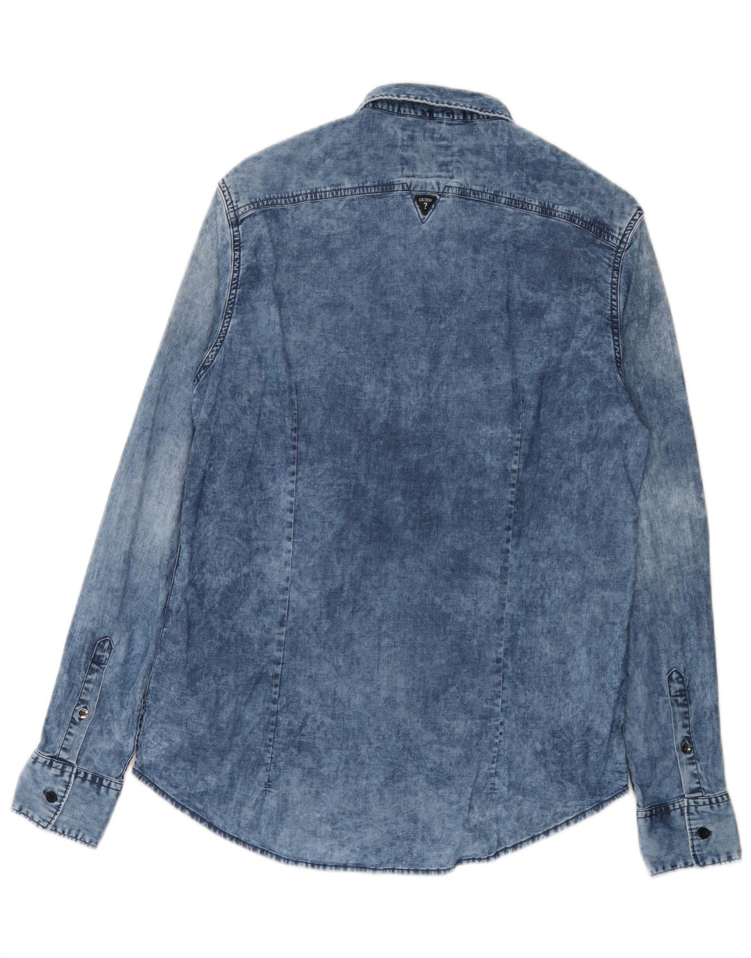 Guess Herren-Jeanshemd mit saurer Waschung, reguläre Passform, mittelblaue Baumwolle