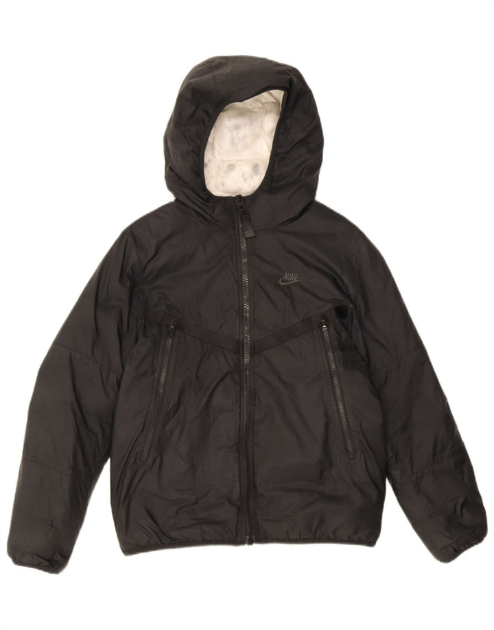 Nike Jungen-Jacke mit Kapuze, gepolstert, 12–13 Jahre, Größe L, aus schwarzem Nylon