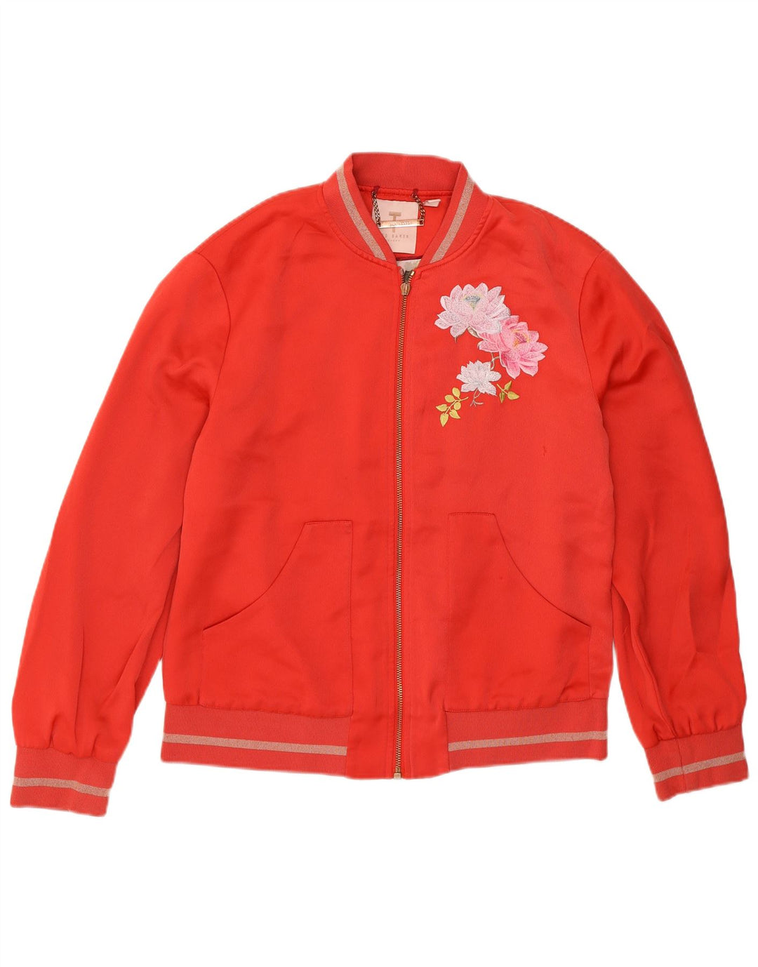 Ted Baker Damen Bomberjacke UK 12 Medium Red Floral Polyester