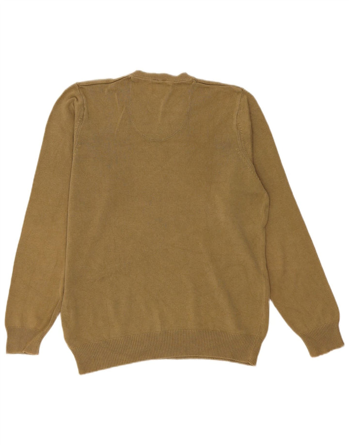 Marks & Spencer Herren Blue Harbor V-Ausschnitt Pullover Pullover Small Khaki Baumwolle