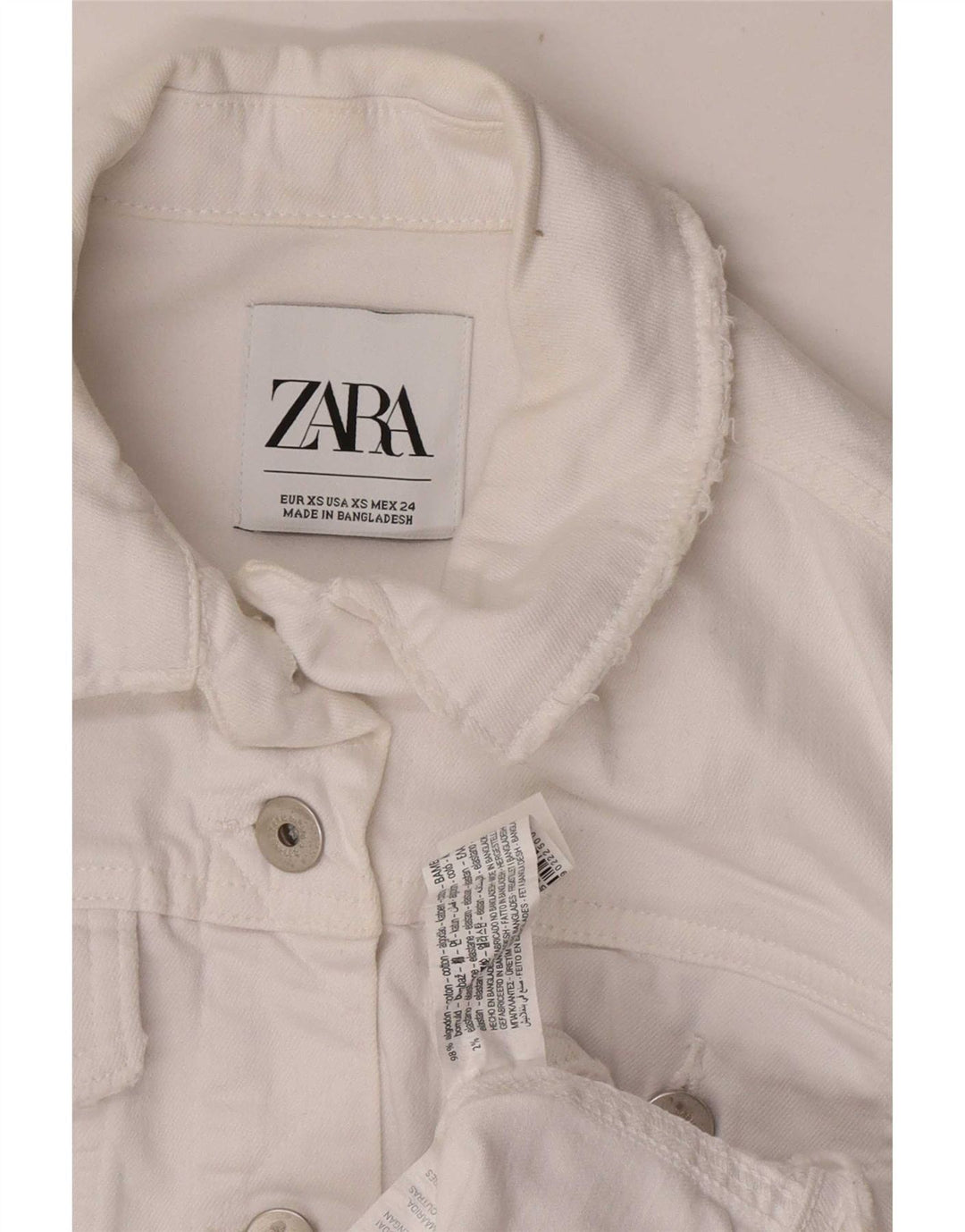 Zara Damen Jeansjacke UK 6 XS Weiße Baumwolle