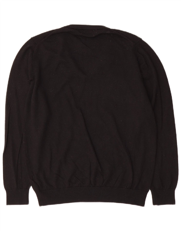 Marks & Spencer Herren-Pullover mit V-Ausschnitt, Größe L, schwarze Wolle