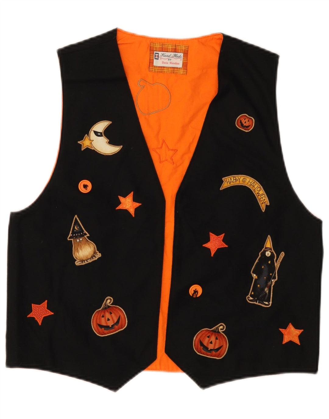 VINTAGE Damen Weste mit Grafik, UK 12, Mittelschwarz