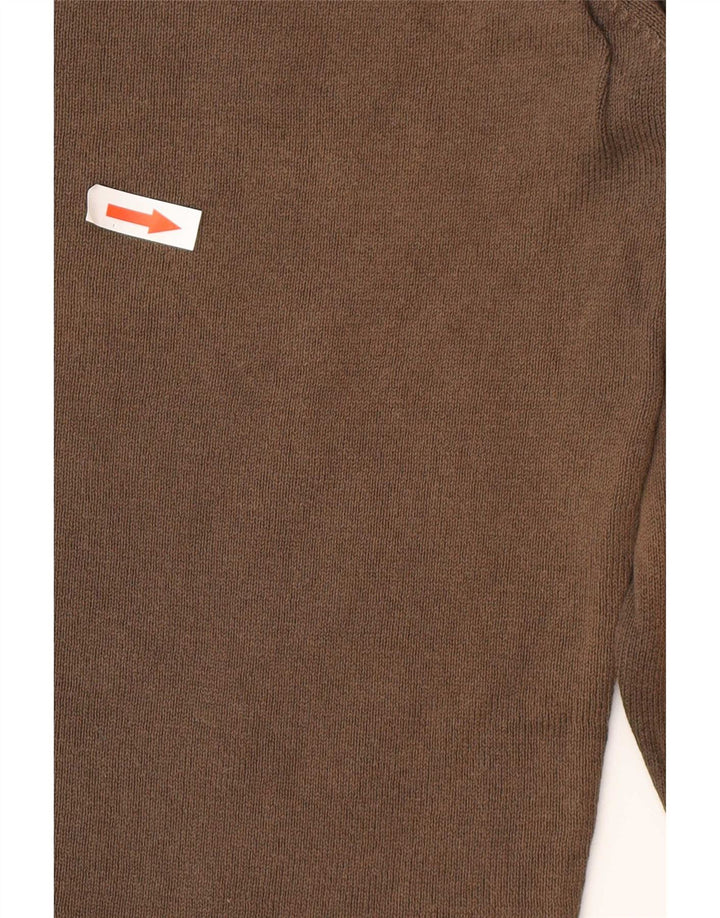 Zara Herren-Pullover mit Rundhalsausschnitt, groß, braune Baumwolle