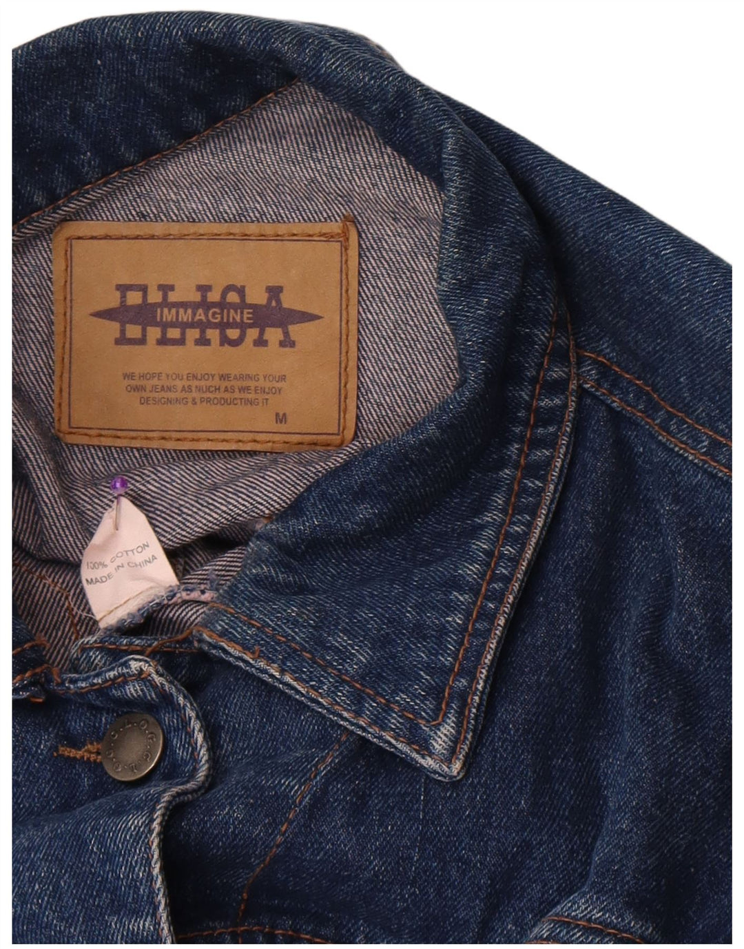 Vintage Damen Crop Jeansjacke UK 14 Mittelblaue Baumwolle