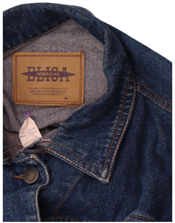 Vintage Damen Crop Jeansjacke UK 14 Mittelblaue Baumwolle