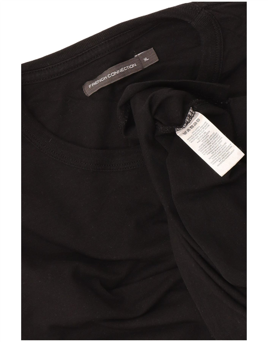 French Connection Herren-Top, langärmelig, XL, schwarze Baumwolle