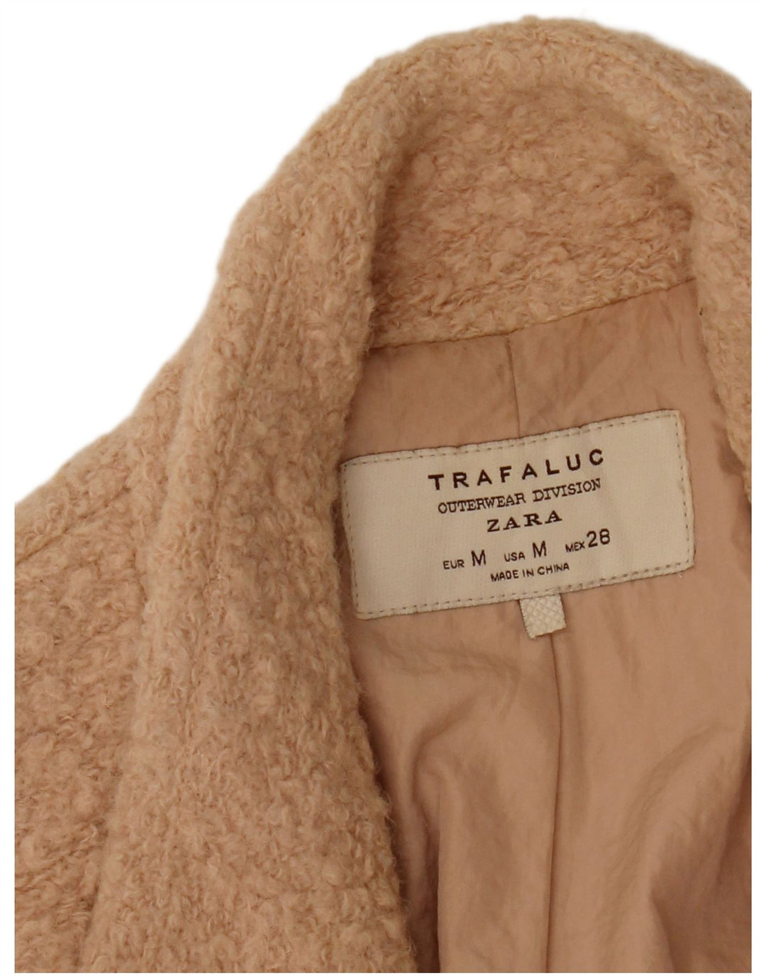 ZARA Damen Trafaluc Zweireihiger Mantel UK 14 Mittelbeige