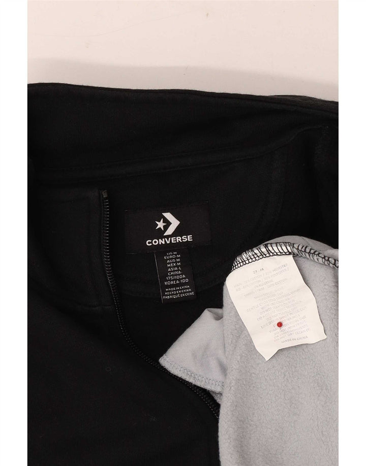 Converse Herren-Sweatshirt mit Reißverschluss am Hals, mittelgroße schwarze Colourblock-Baumwolle