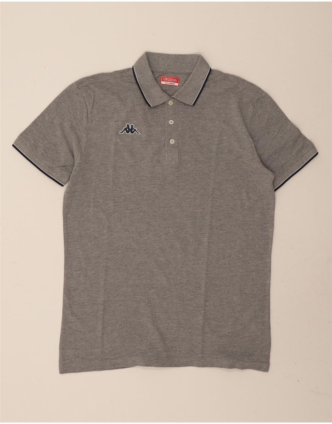 Kappa Herren Poloshirt 2XL Grau gefleckte Baumwolle