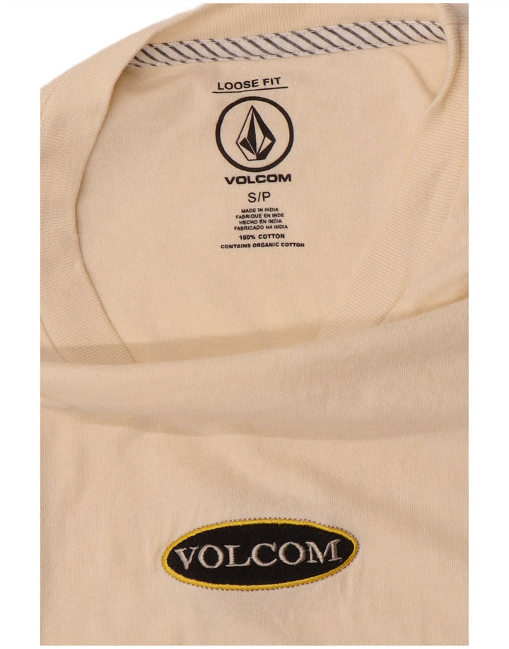 VOLCOM Herren-T-Shirt mit lockerer Passform, Größe S, cremefarbene Baumwolle