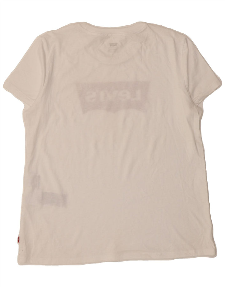 LEVI'S Womens Graphic T-Shirt Top UK 14 Medium White Cotton Vintage Levi's and Second-Hand Levi's from Messina Hembry 