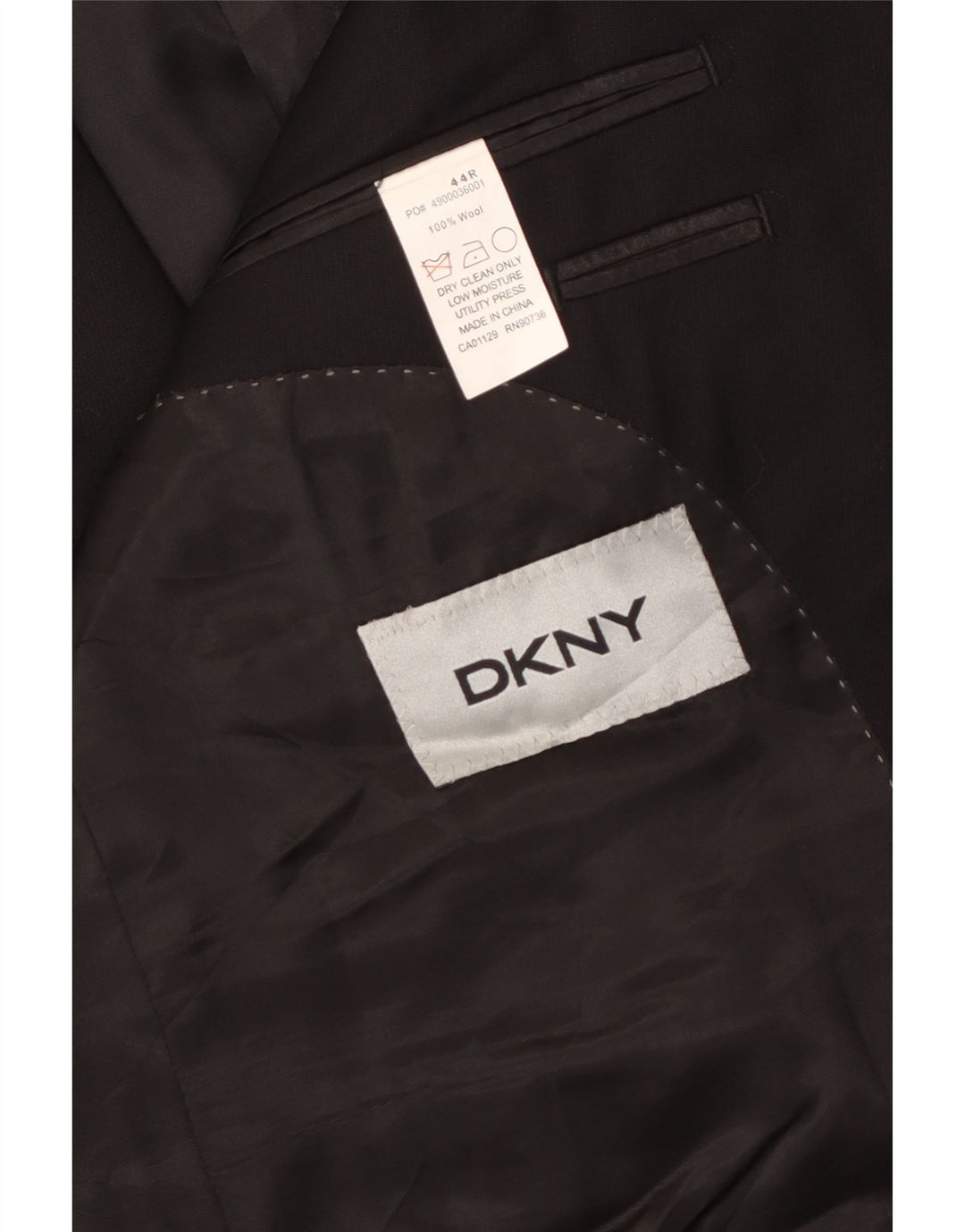 Dkny Herren-Blazer mit 2 Knöpfen, UK 44, 2XL, schwarze Wolle