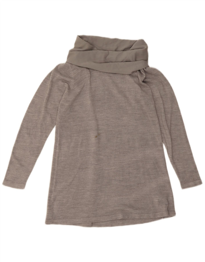 Marks & Spencer Damen Top Langarm UK 14 Mittelgrau geflecktes Acryl