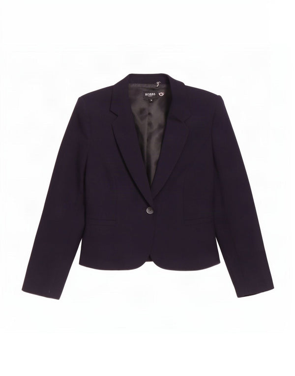 Hobbs Damen-Blazerjacke mit 1 Knopf, UK 12, mittelmarineblaue Wolle