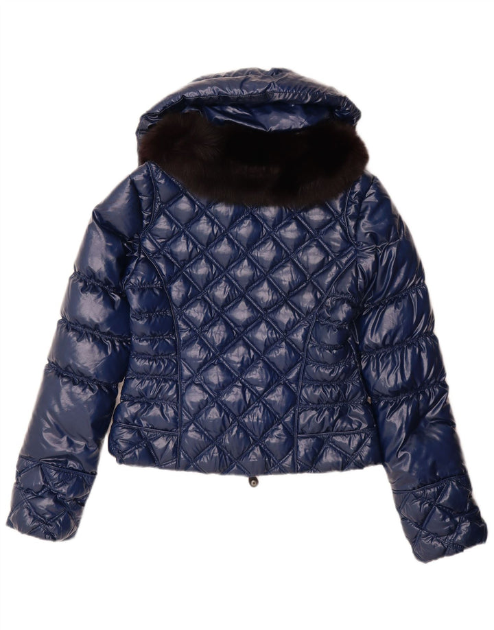 PINKO Damen Wattierte Jacke UK 8 Small Marineblau Polyamid