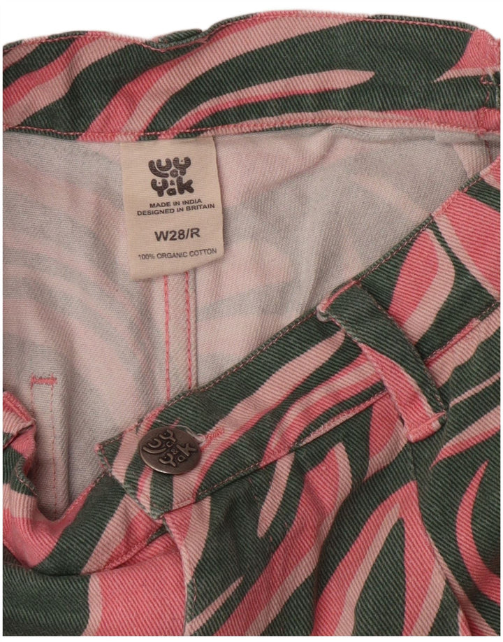 Lucy & Yak Damen-Jeans mit hoher Taille, lockere Passform, W28, L29, Rosa, Baumwolle mit Animal-Print