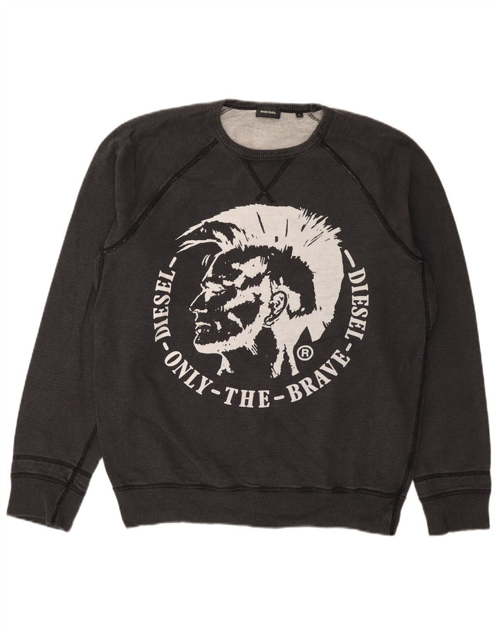 DIESEL Herren-Sweatshirt mit Grafik, groß, graue Baumwolle