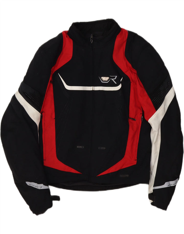 Macna Herren-Motorrad-Grafik-Racer-Jacke, UK 42, Größe L, Schwarz, Farbblock
