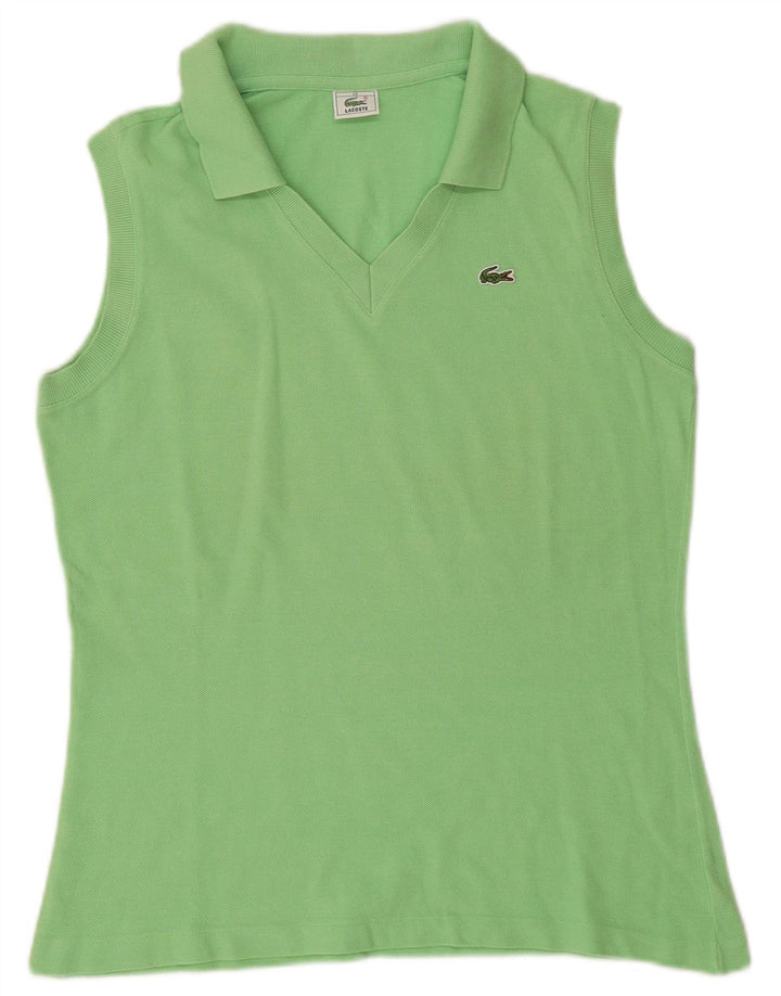 Lacoste Womens Sleeveless Polo Shirt Size 42 Large Green Cotton