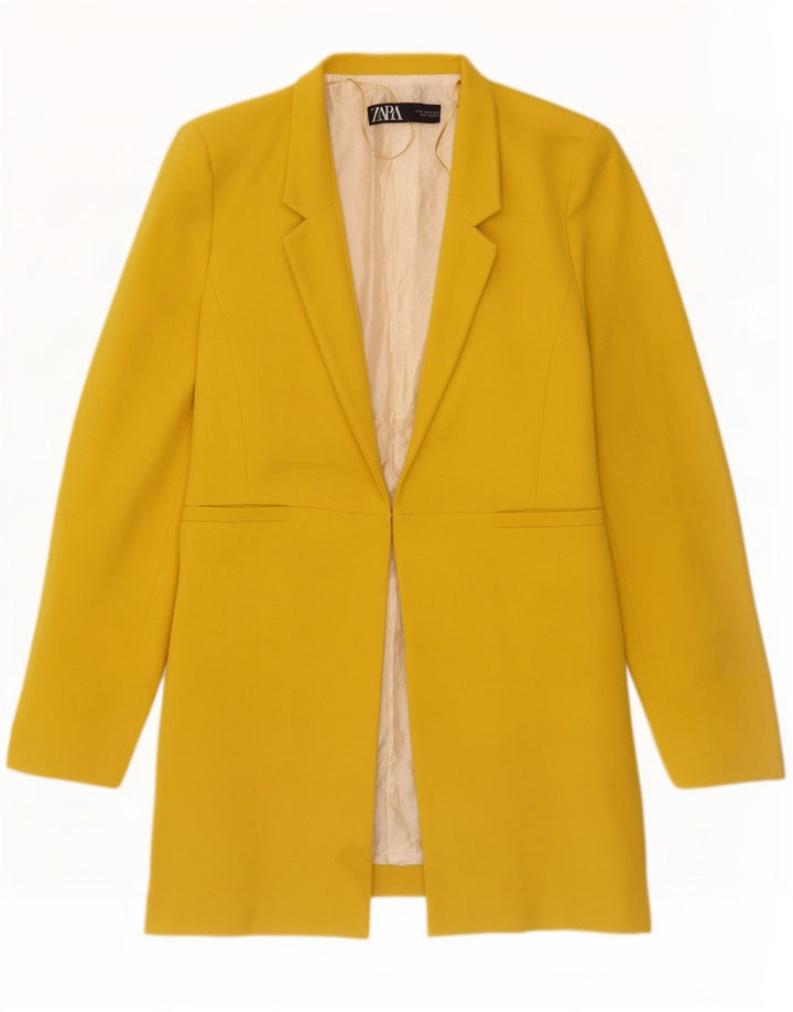 Zara Damen Longline Blazer Jacke UK 18 XL Gelb Polyester