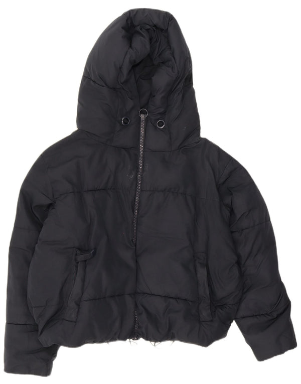Zara Damen Oversize Crop Hooded Wattierte Jacke UK 10 Small Marineblau