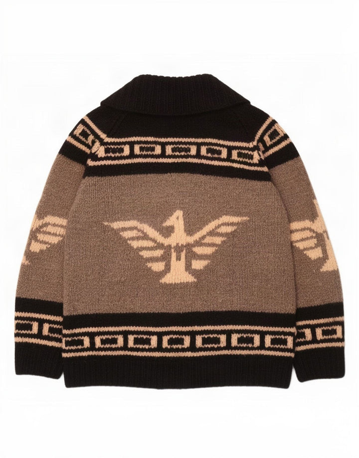 Grafischer Herren-Cardigan, groß, grau, Azteken-Farbblock