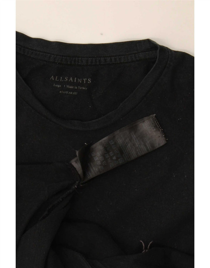 All Saints Herren-T-Shirt mit normaler Passform, groß, aus schwarzer Baumwolle