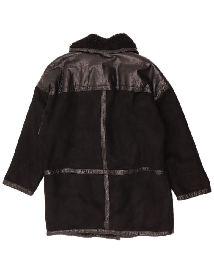 Skinni Womens Übergroßer Lammfellmantel IT 40 Kleines schwarzes Lammfell
