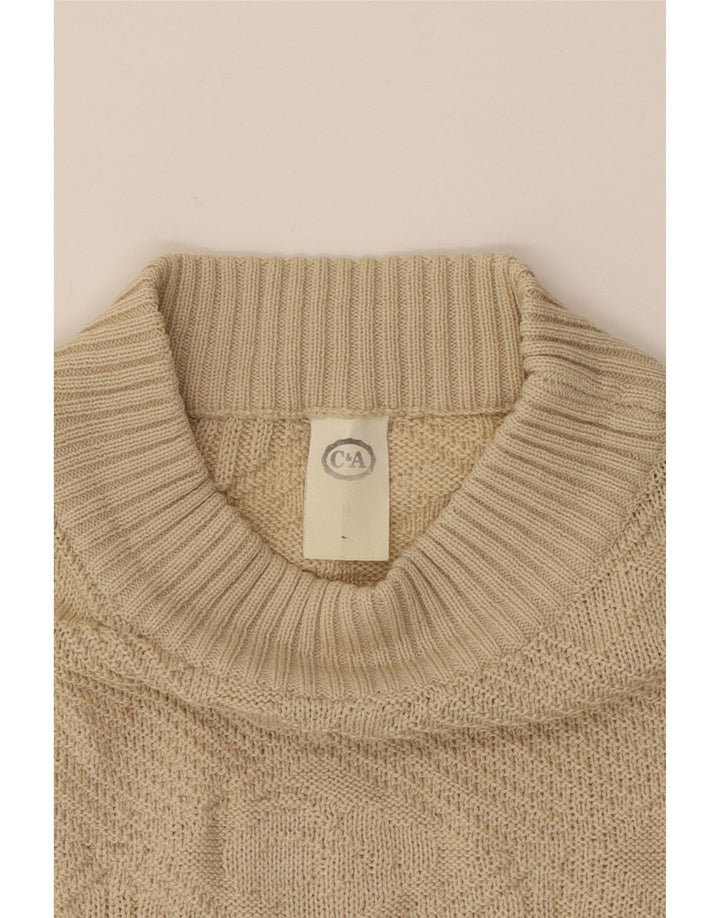 C&A Womens Turtle Neck Jumper Sweater UK 14 Medium Beige Argyle/Diamond Vintage C&A and Second-Hand C&A from Messina Hembry 