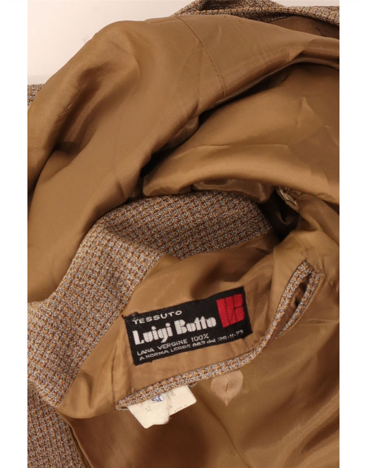 Luigi Botto Herren Zweireihiger Blazer Jacke IT 50 Große braune Wolle