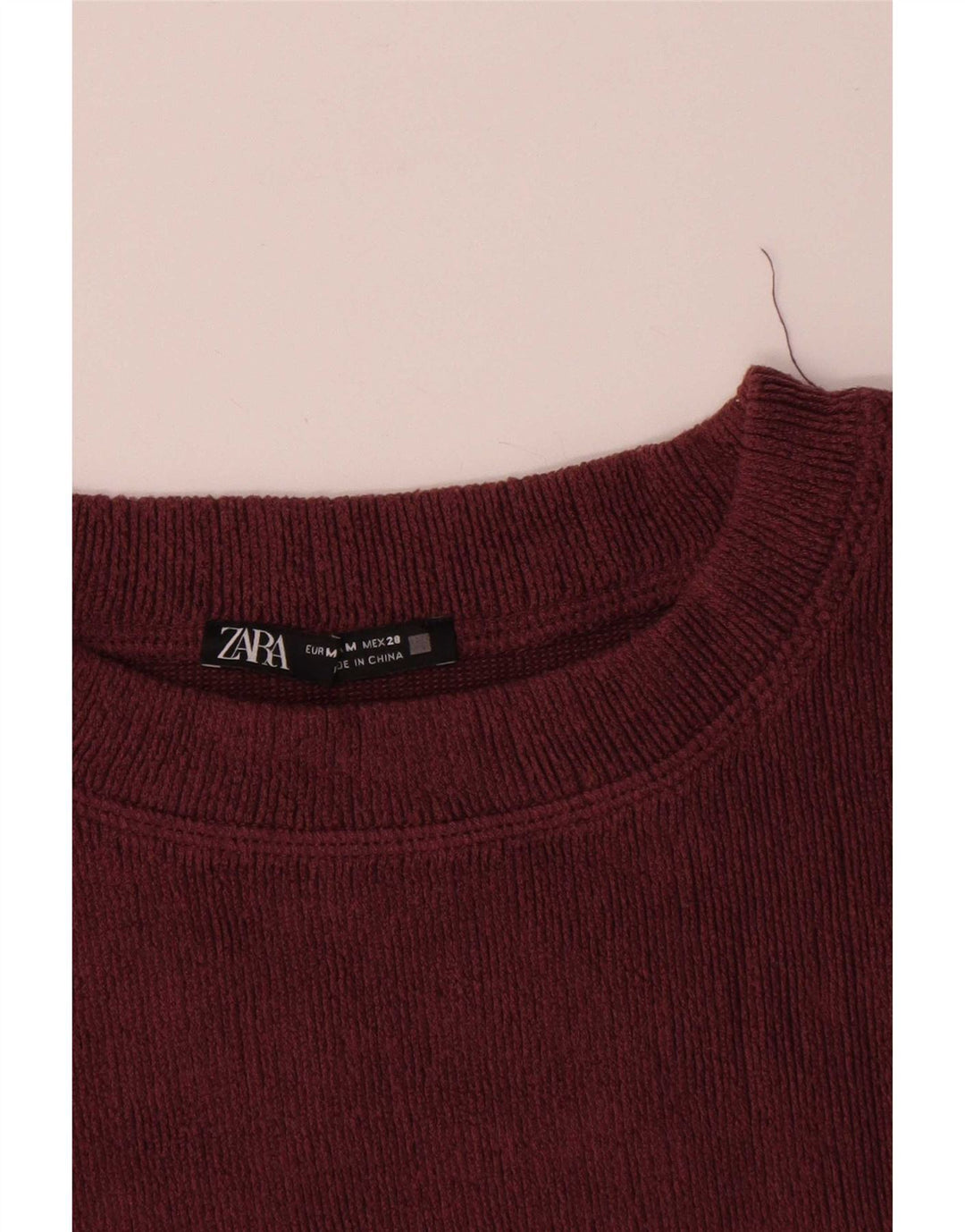 Zara Damen Top Langarm UK 14 Medium Burgund Polyester