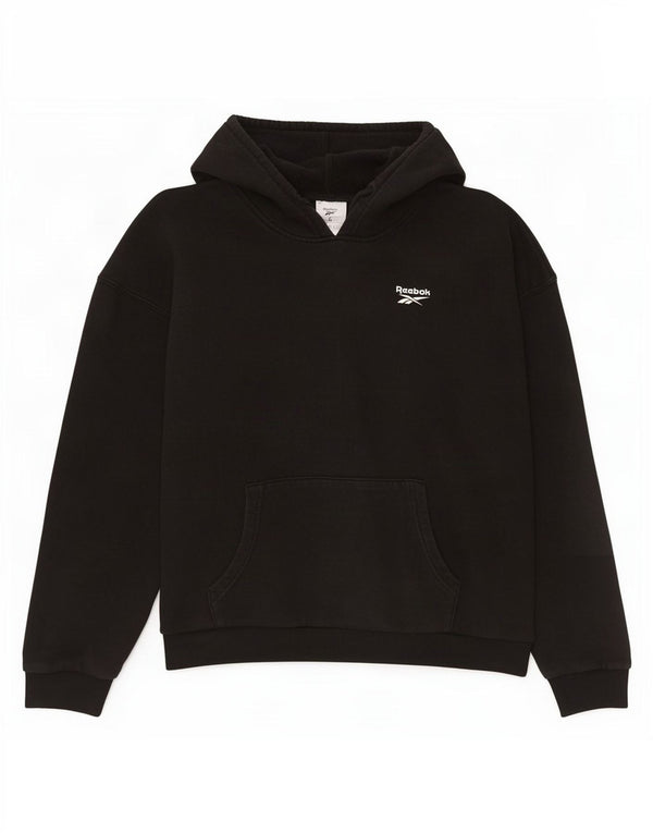 Reebok Damen Übergroßer Kapuzenpullover UK 8/10 Small Schwarz Baumwolle