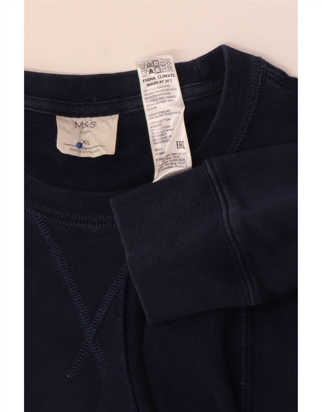 Marks & Spencer Herren Sweatshirt Pullover XL Marineblau Baumwolle