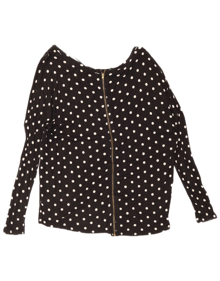 Zara Damen-Strickjacke in Übergröße, Gr. 10, Größe S, schwarz, gepunktet, Viskose