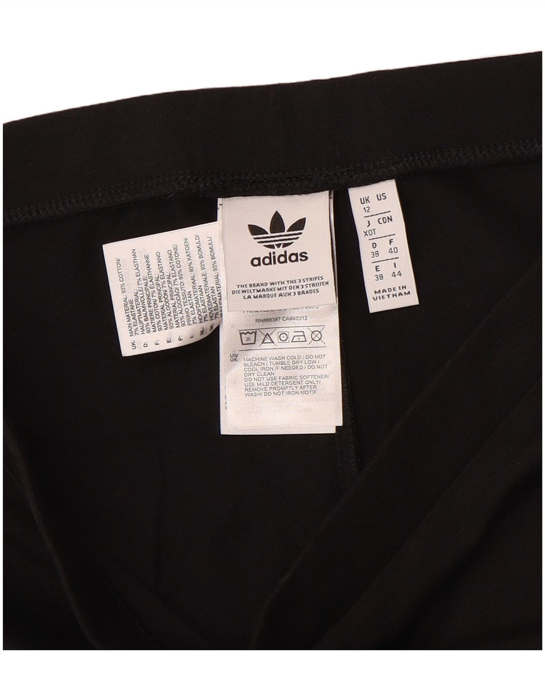 Adidas Damen Leggings UK 12 Medium Schwarz Baumwolle