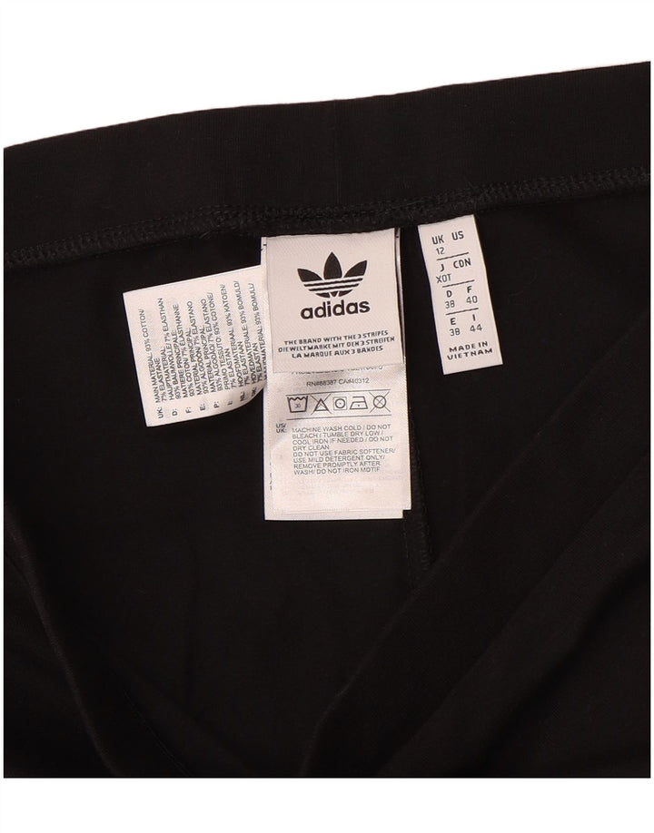 Adidas Damen Leggings UK 12 Medium Schwarz Baumwolle