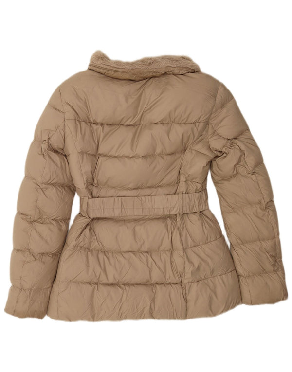 Zara Damen Wattierte Jacke UK 6 XS Beige Polyester