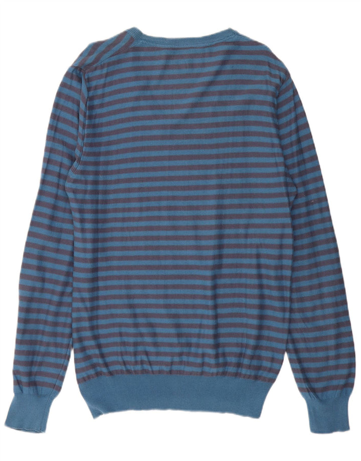 LEVI'S Herren-Pullover mit V-Ausschnitt, XL, blau gestreift, Baumwolle