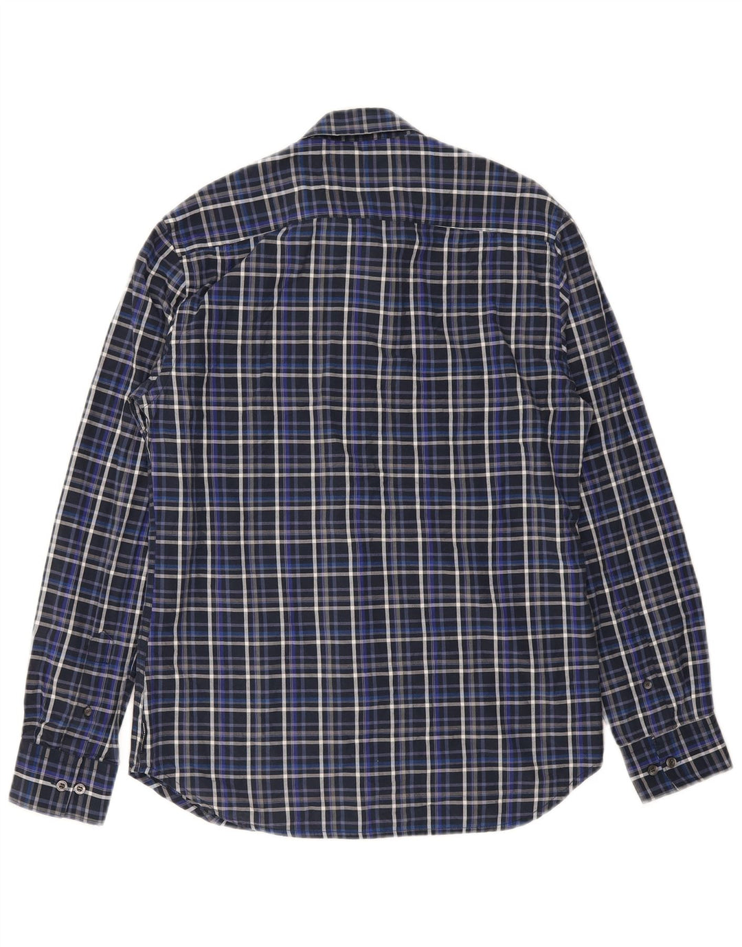 French Connection Herren-Hemd aus mittelblauer Baumwolle mit Karomuster in Marineblau