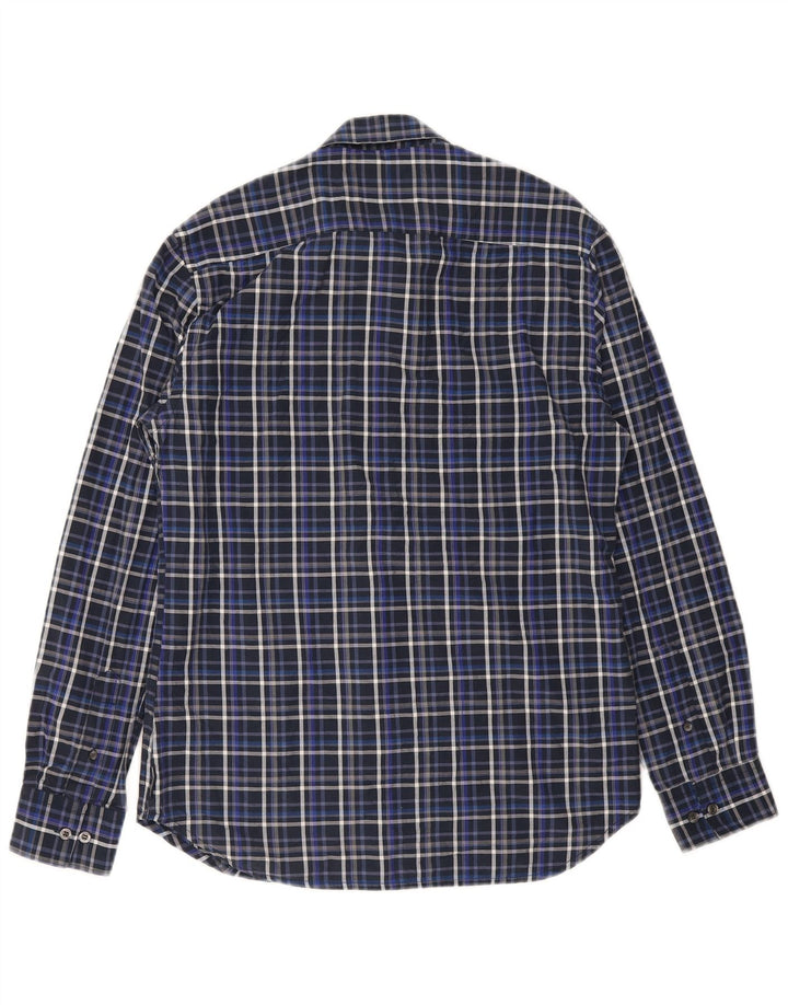 French Connection Herren-Hemd aus mittelblauer Baumwolle mit Karomuster in Marineblau