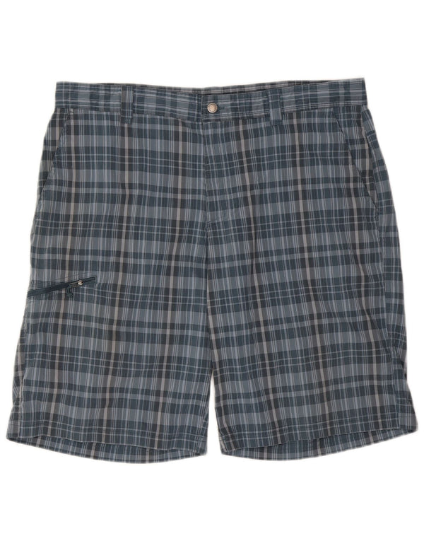 Columbia Herren Cargo-Shorts W40 XL Blau kariertes Polyester