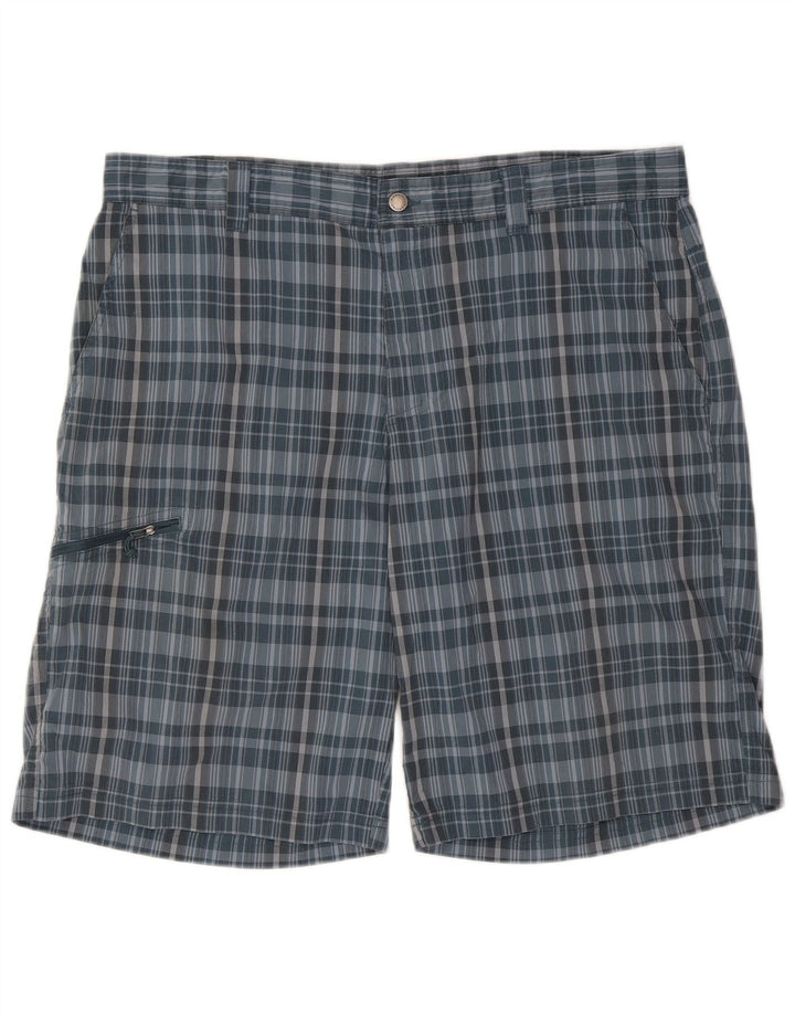 Columbia Herren Cargo-Shorts W40 XL Blau kariertes Polyester