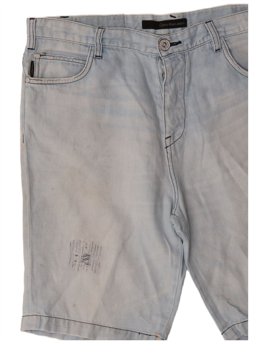 Calvin Klein Herren Distressed Denim Shorts W36 Large Blau